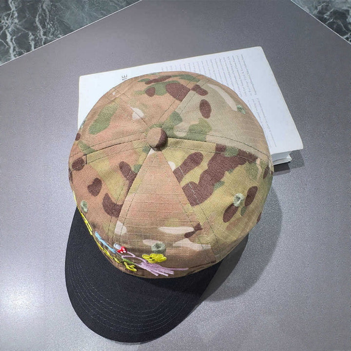 Unisex Embroidered Camo Cap Bowlift