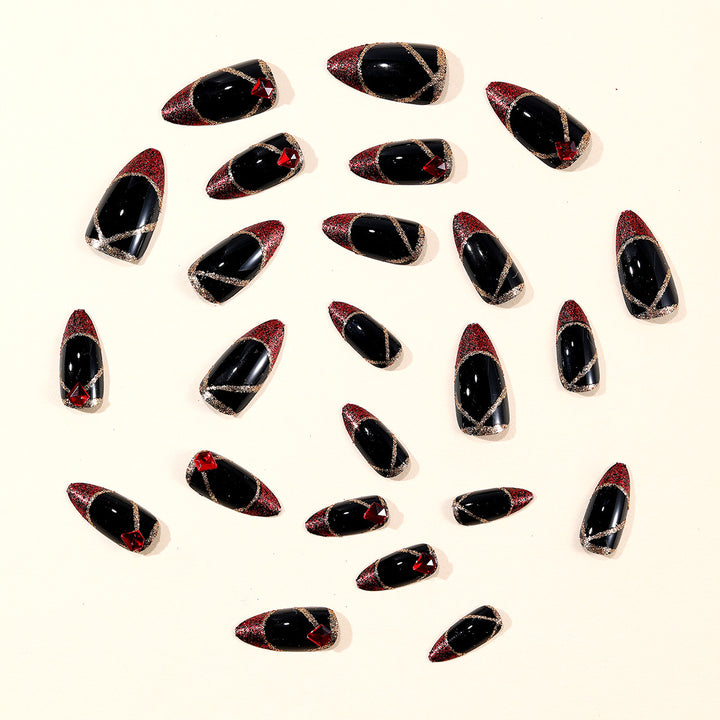 Stiletto Nail Art Extensions with Gem Accents Bowlift