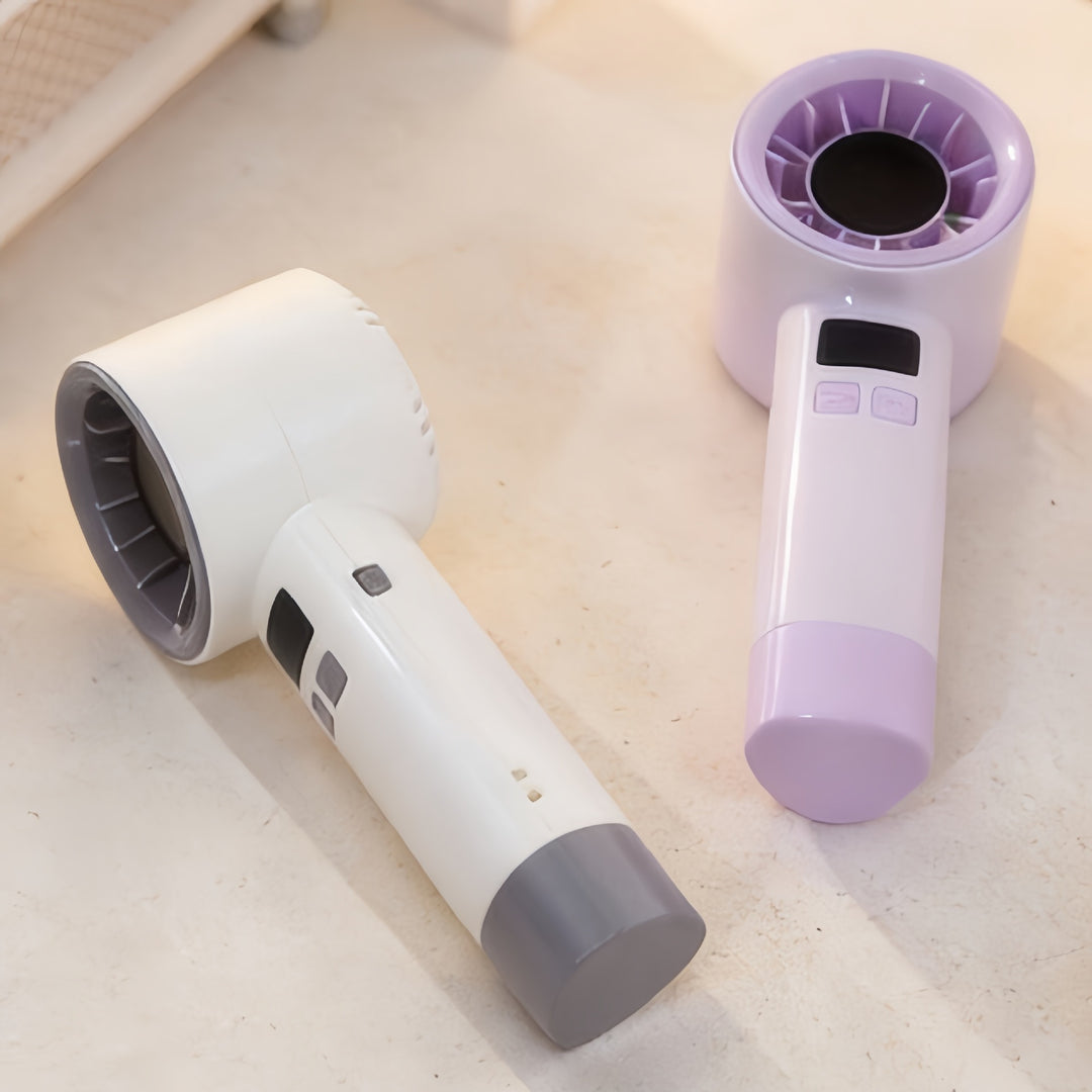 Women's Portable Mini Hand Fan with Digital Display Bowlift