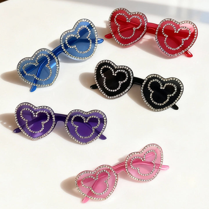 Rhinestone-Accented Heart-Shaped Sunglasses Bowlift 1787141236