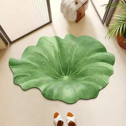 Leaf-Shaped Plush Bathroom Mat