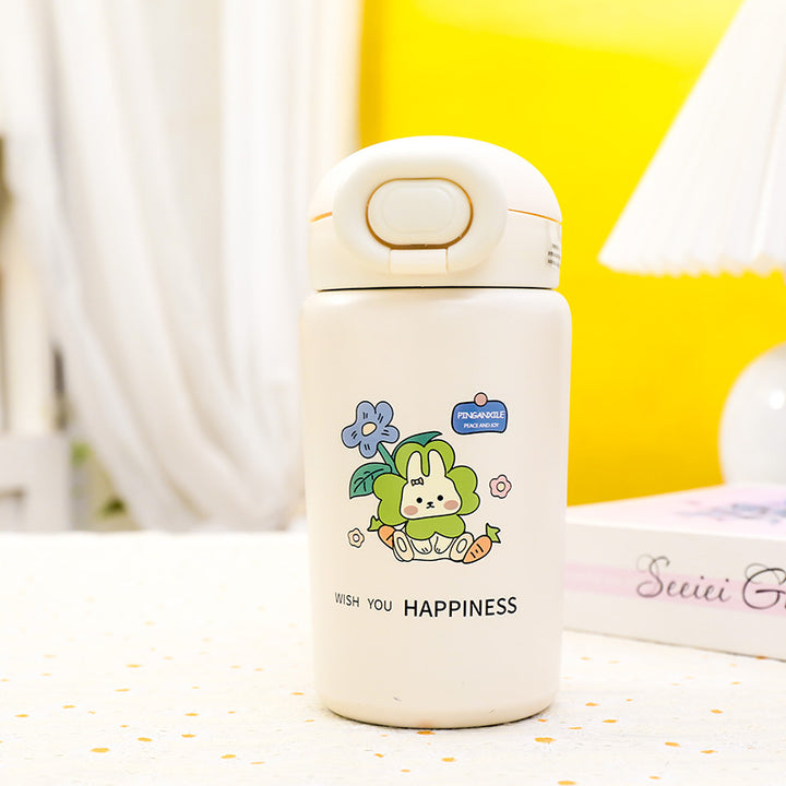 Ladies Insulated Water Bottle with Practical Push-Button Lid and Animal Motif Bowlift