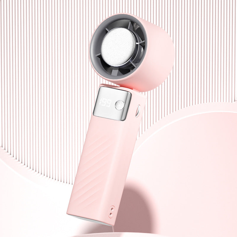 Women Portable Hand Fan with Digital Display Bowlift