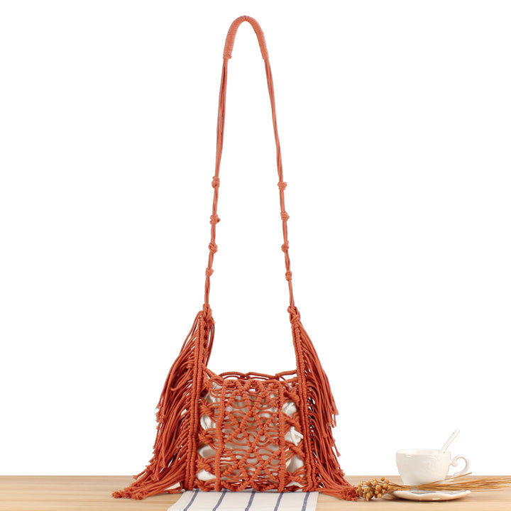 Handbag with Artistic Macramé Design Bowlift 1784182970