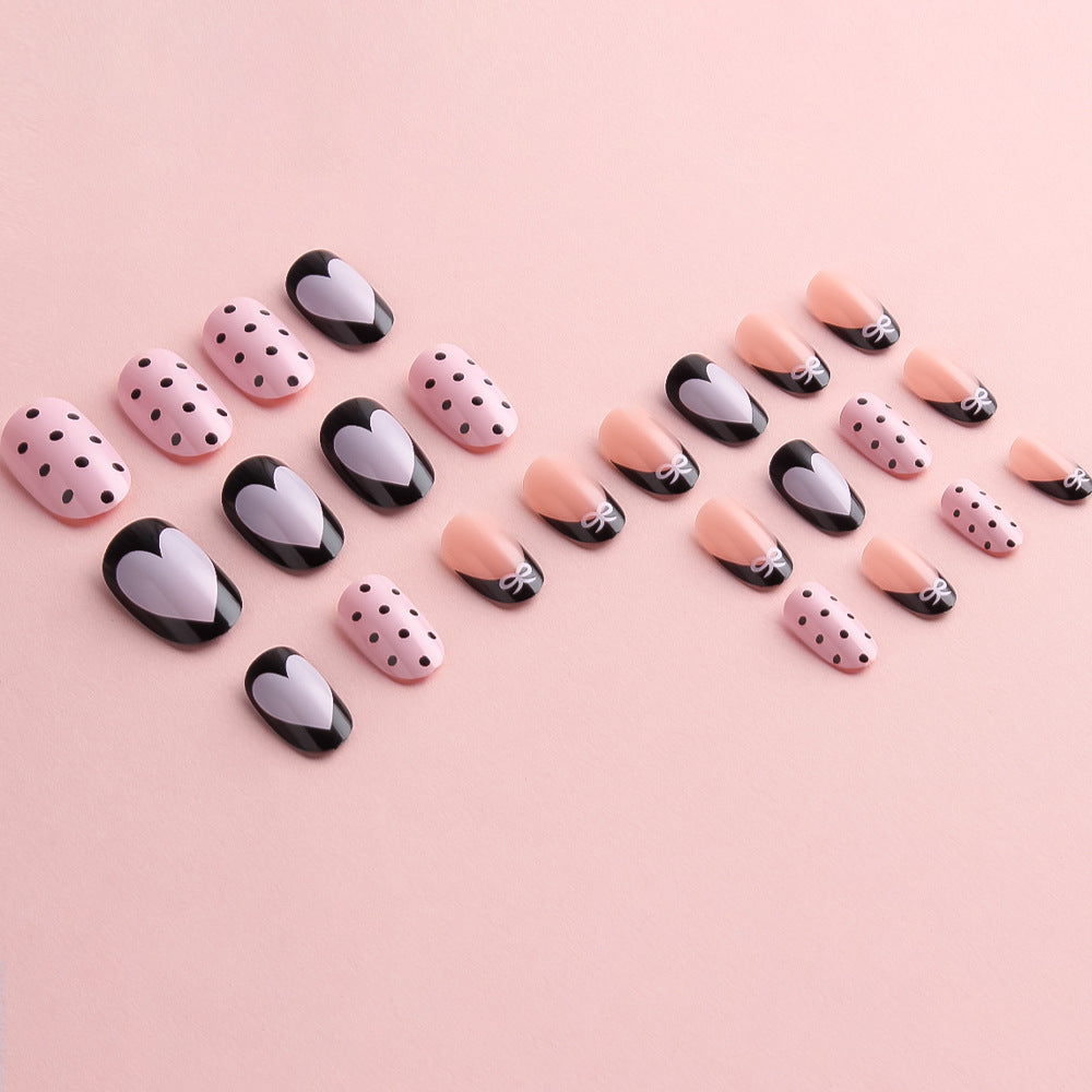 Artistic Heart-Themed Press-On Nail Set Bowlift