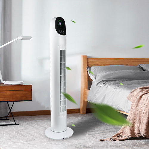 Cooling slim oscillating tower fan with remote timer LED display Bowlift
