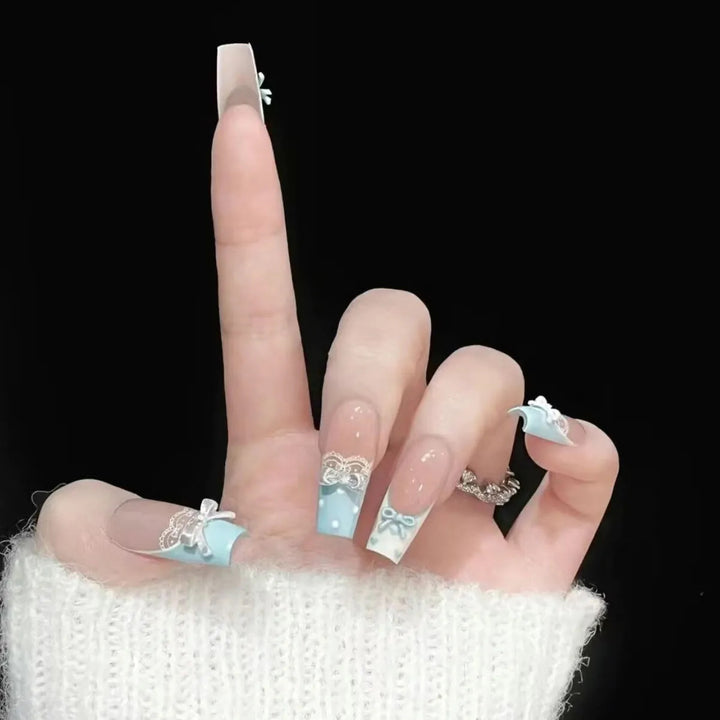 Decorative Ribbon Bow Press-On Nail Set Bowlift