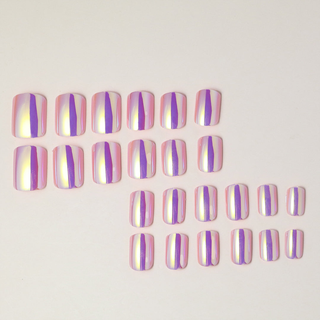 Elegant Iridescent Press-On Nail Tips Bowlift