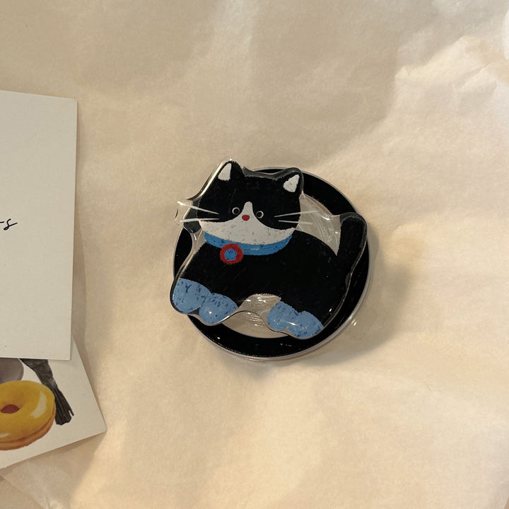 Playful Cat Motif Smartphone Finger Holder Bowlift