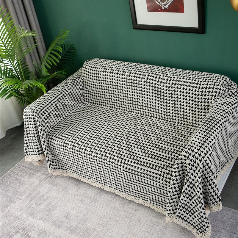 Elegant Houndstooth Sofa Cover