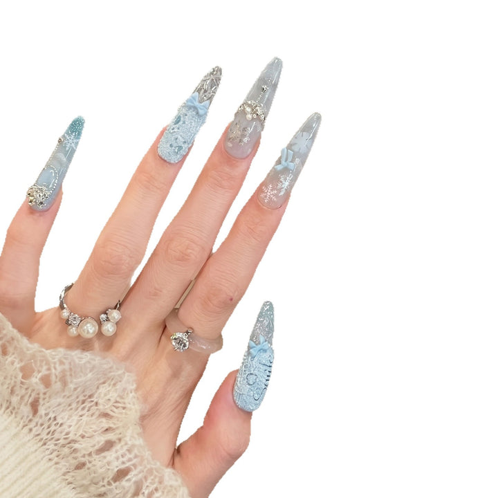 Decorative Rhinestone-Embellished Stiletto Nails Bowlift