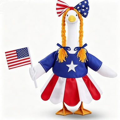 Unisex decorative fabric gander with patriotic costume and removable top hat Bowlift