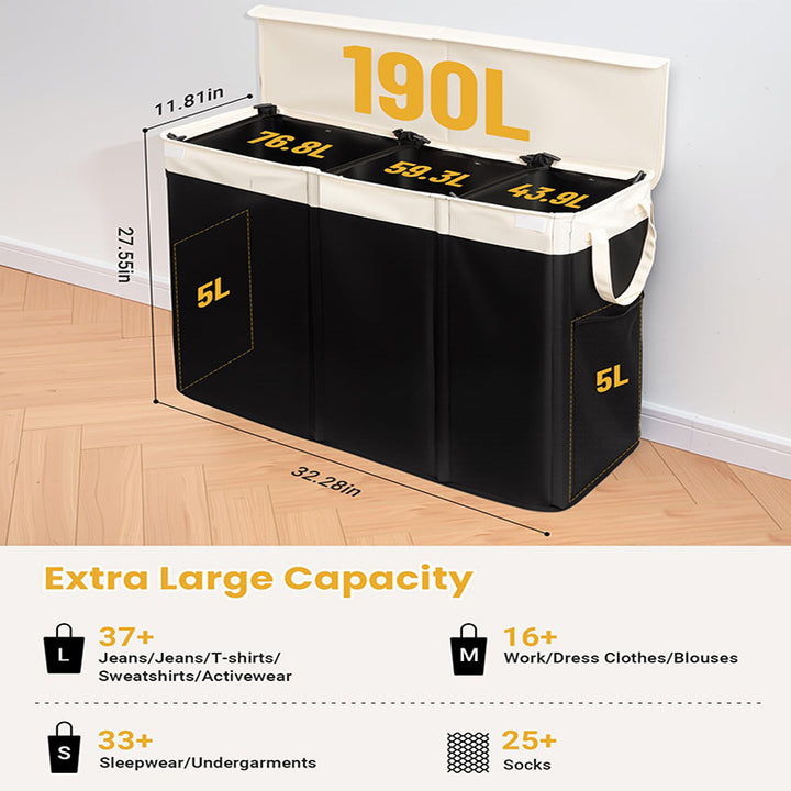 Generous laundry container with removable inner pockets Bowlift