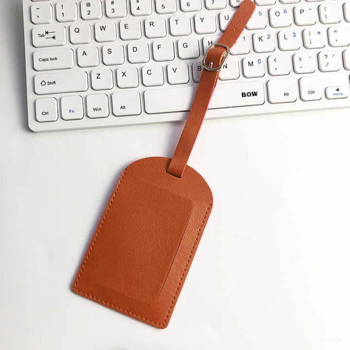 Premium Leather Luggage Tag with Adjustable Strap and ID Window Bowlift