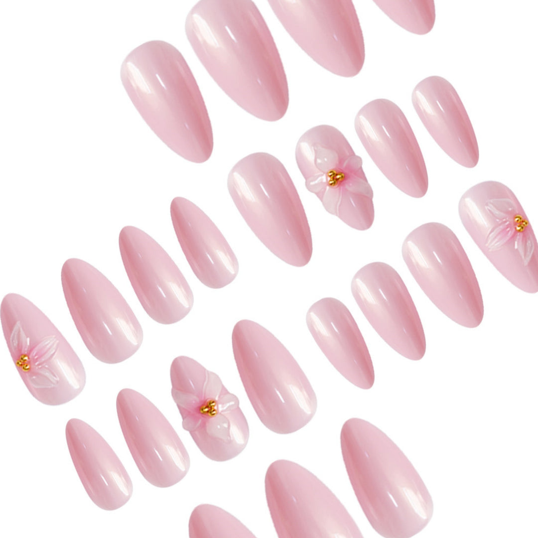 Elegant Floral Pointed Nail Art Extensions Bowlift
