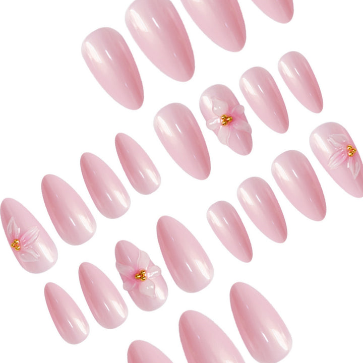 Elegant Floral Pointed Nail Art Extensions Bowlift