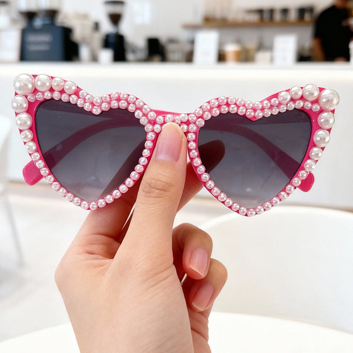 Heart-Shaped Pearl-Detail Sunglasses Bowlift