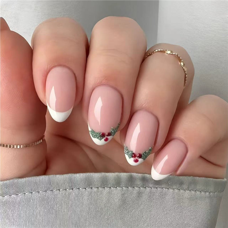 Holiday-Themed French Tip Nail Art Bowlift