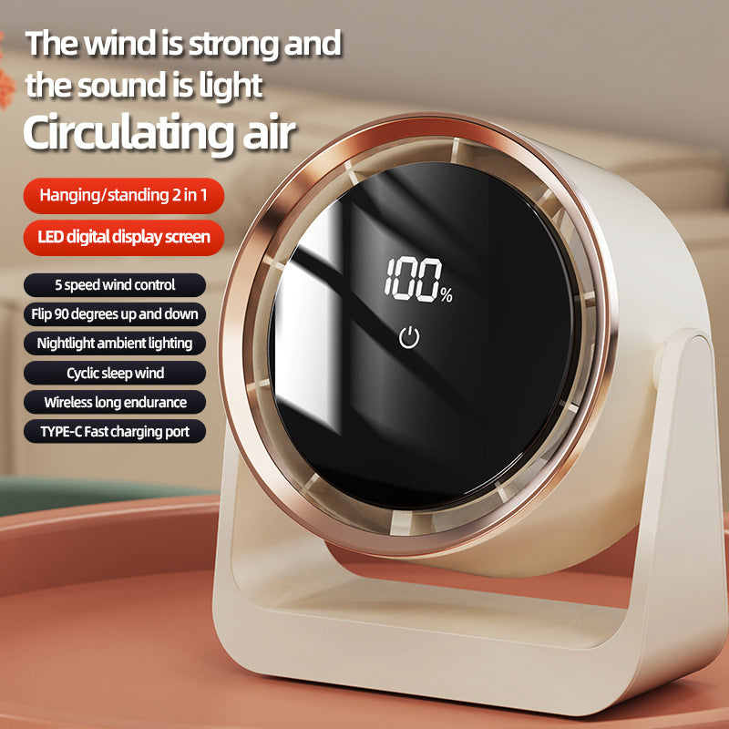 Unisex nan compact rechargeable bladeless desktop air circulator with LED battery display and tilt function Bowlift