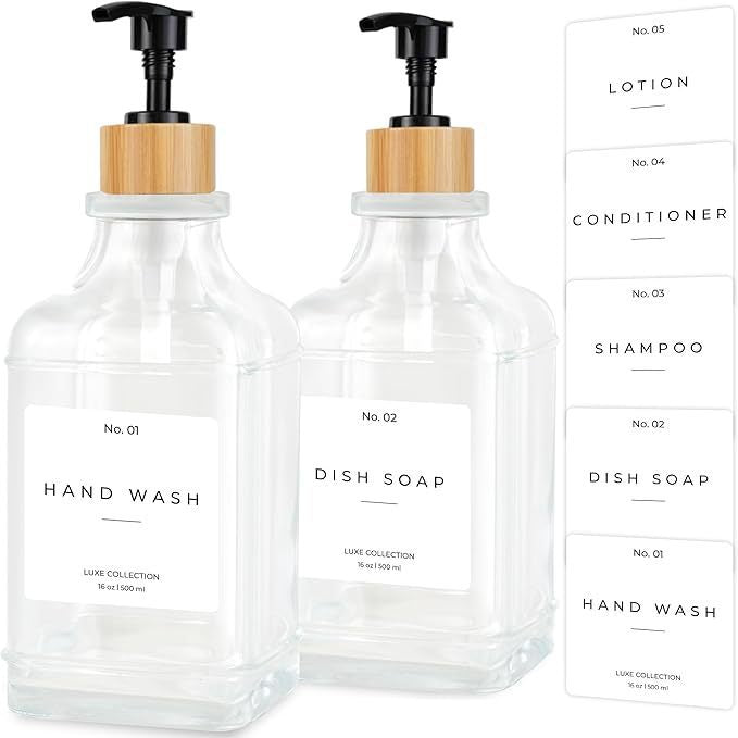 Refillable Luxury Pump Dispenser Set for Hand Wash and Dish Soap Bowlift