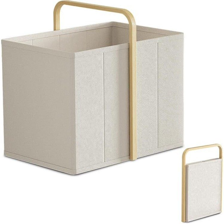 Modern laundry basket with wooden handle Bowlift