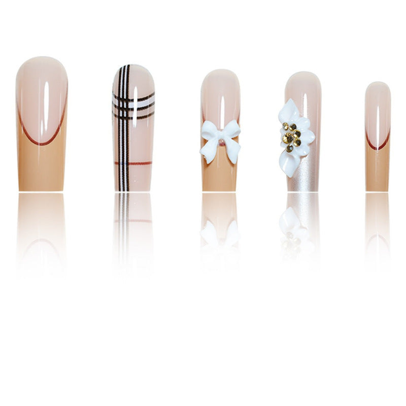 Artistic Designer Long Press-On Nails Bowlift