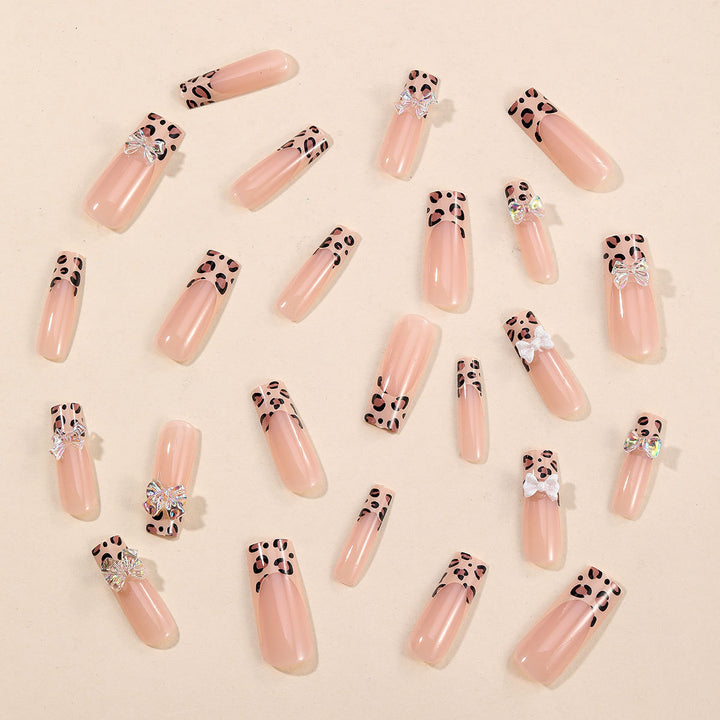 Decorative Leopard Print Acrylic Nail Art Extensions Bowlift