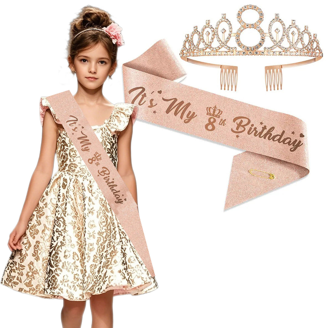 Women Glittering Tiaras with Festive Birthday Banner Bowlift