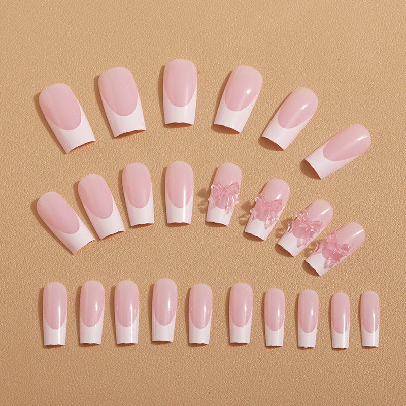Artificial nail tips with delicate bow decorations Bowlift