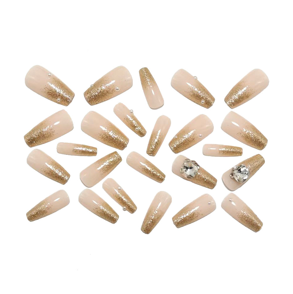 Shiny artificial nails with 3D decoration Bowlift