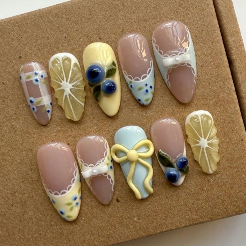 Nature-Themed Artistic Press-On Nail Set Bowlift