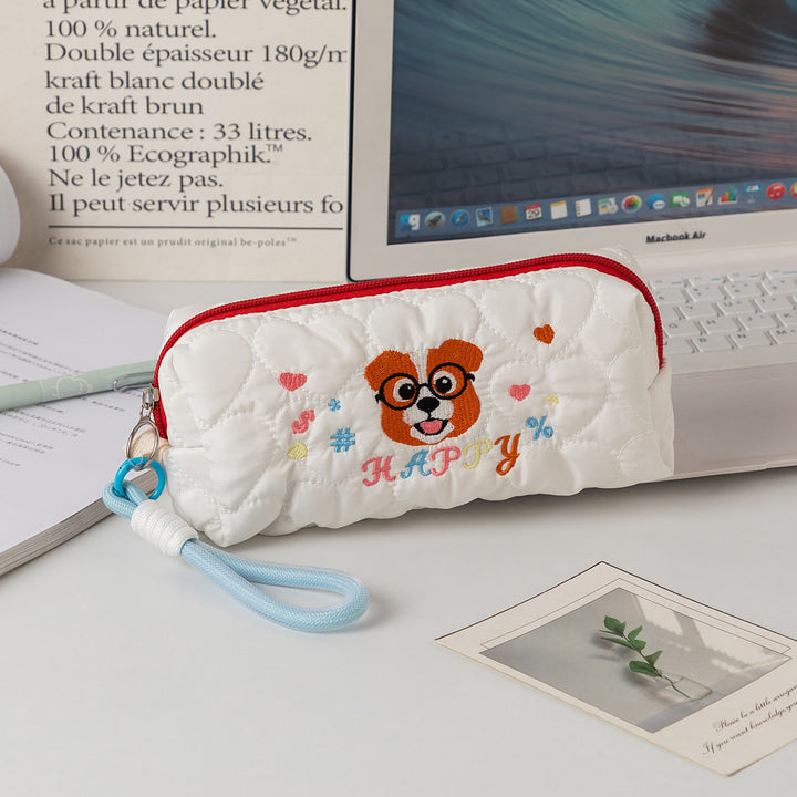 Quilted Cartoon Dog Pencil Case Bowlift