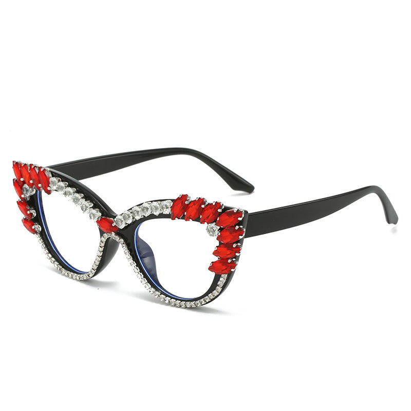 Women's Glamorous Cat-Eye Sunglasses with Crystal Decoration Bowlift