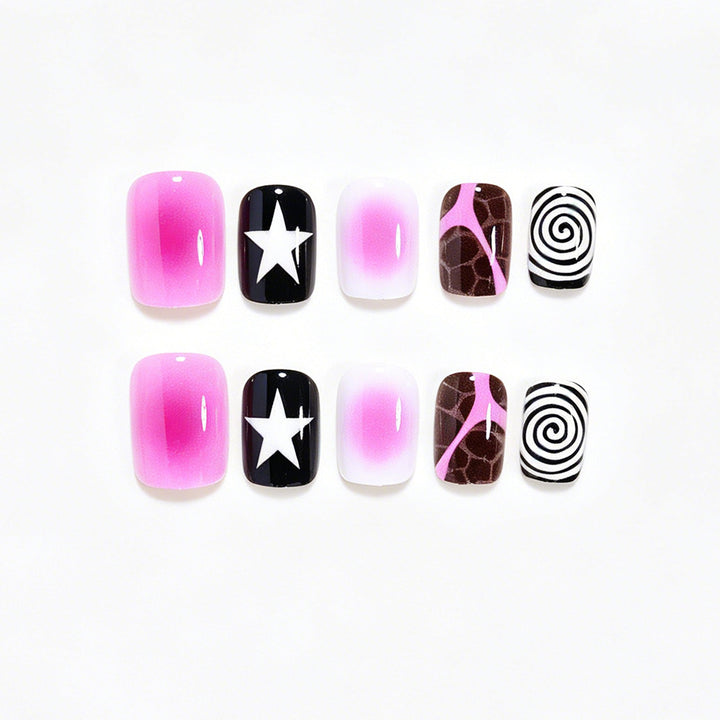 Artistic Press-On Nail Set with Unique Patterns Bowlift