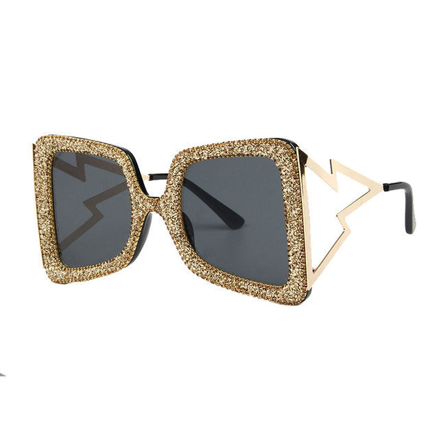 Women's oversized sunglasses with glittering crystal frame Bowlift