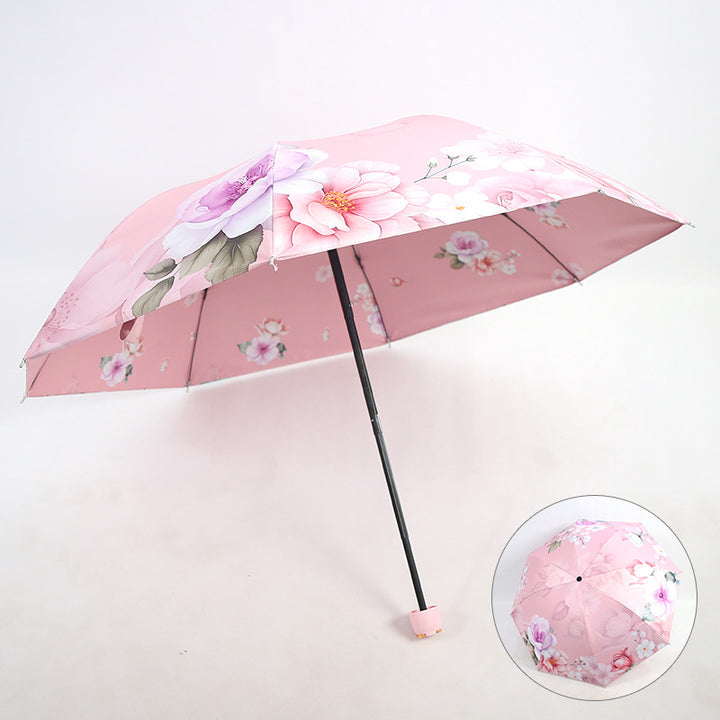 Ladies elegant folding umbrella with floral patterns Bowlift