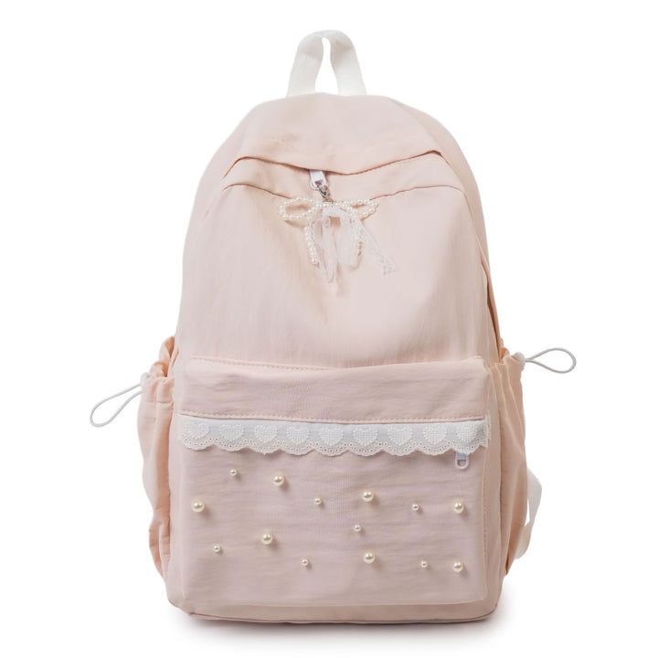 Backpack with elegant pearl applications and intricate design Bowlift