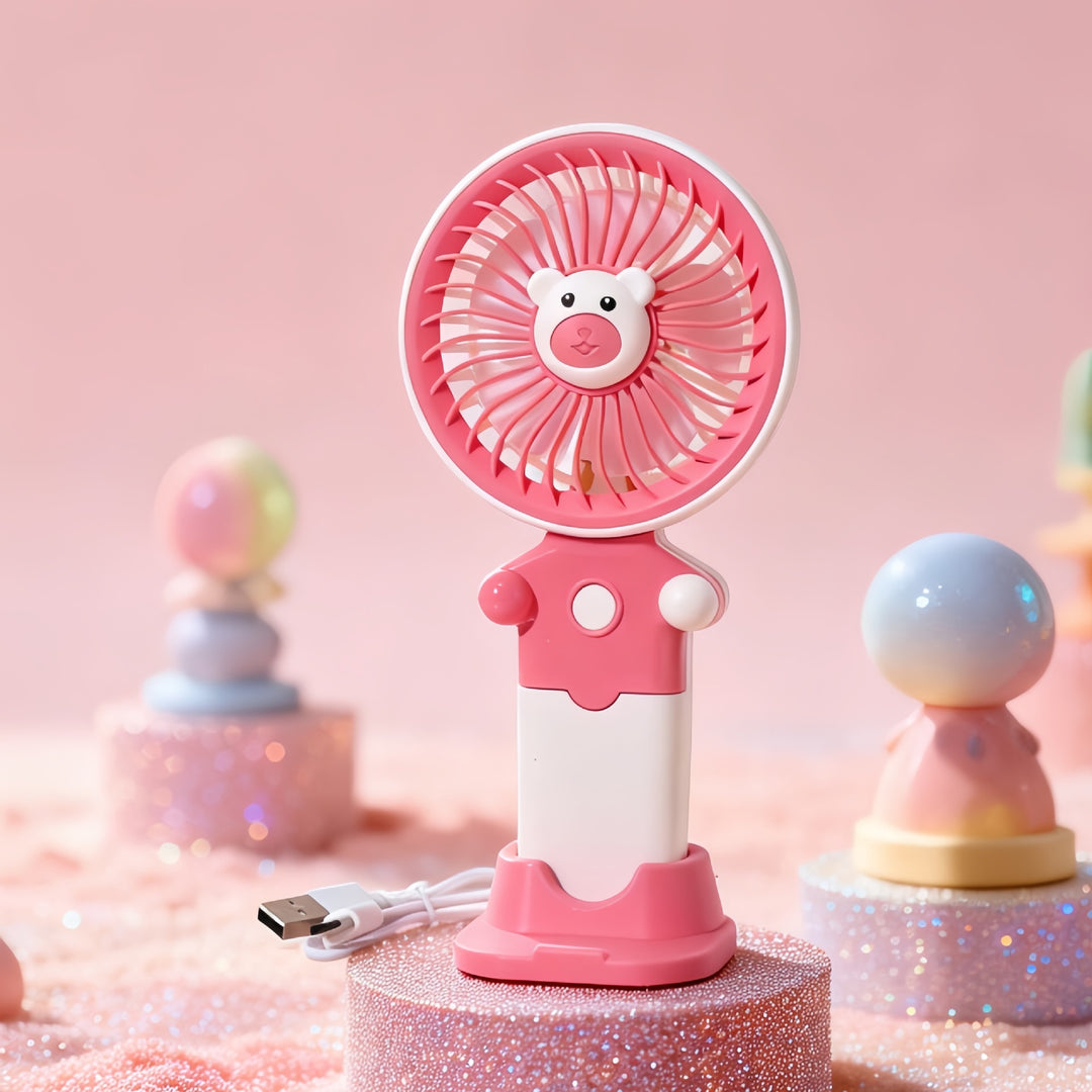 Ladies Portable Hand Fan with USB Charging Function and Flexible Tilt Bowlift