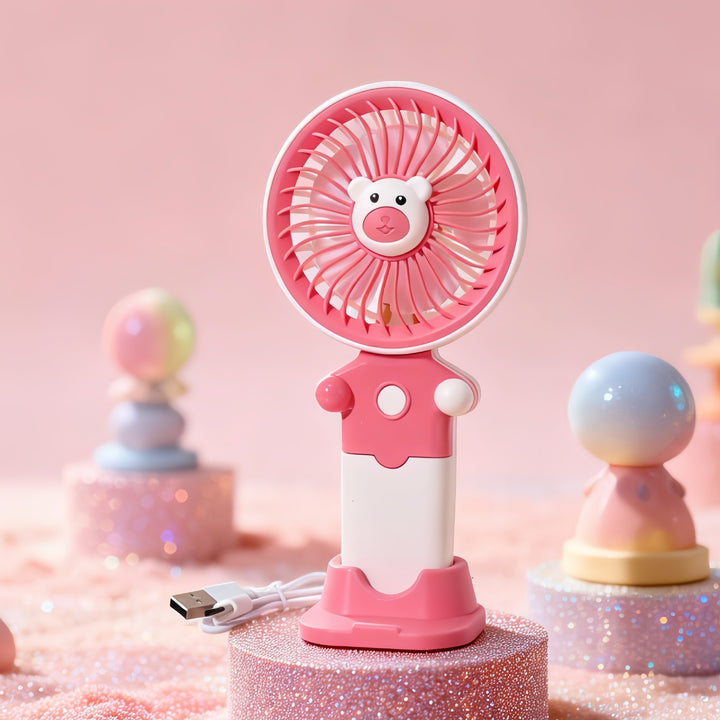 Ladies Portable Hand Fan with USB Charging Function and Flexible Tilt Bowlift