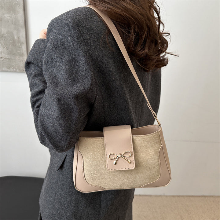 Stylish Faux Suede Handbag Bowlift