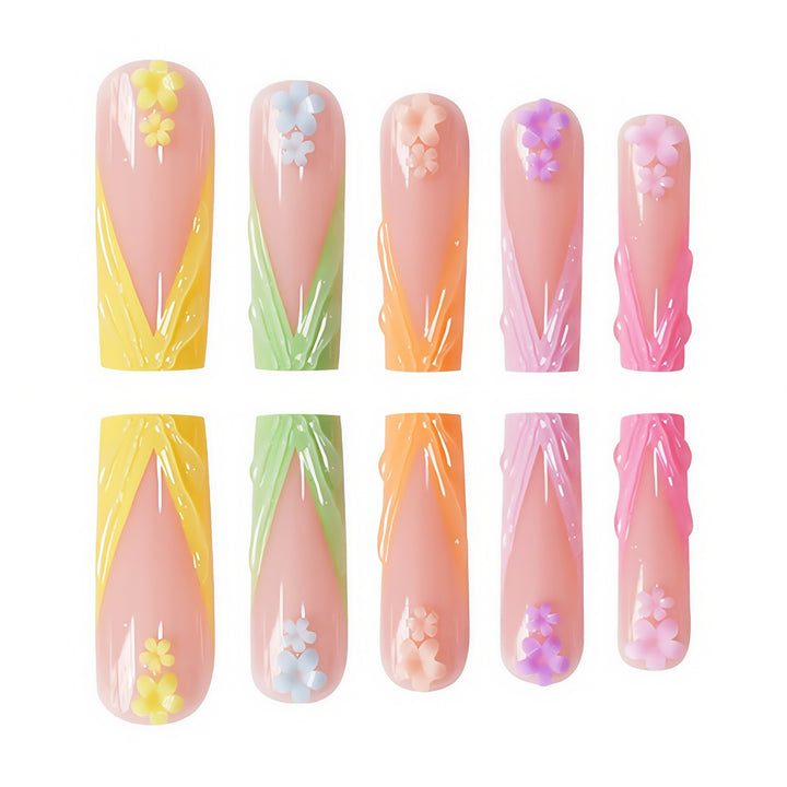 Floral Accent Long Nail Extensions Bowlift