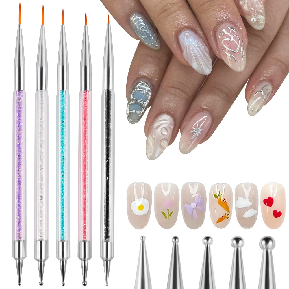 Crystal-Handled Nail Art Detailing Brush Set Bowlift