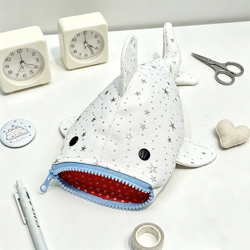 Shark-Shaped Zippered Stationery Pouch Bowlift