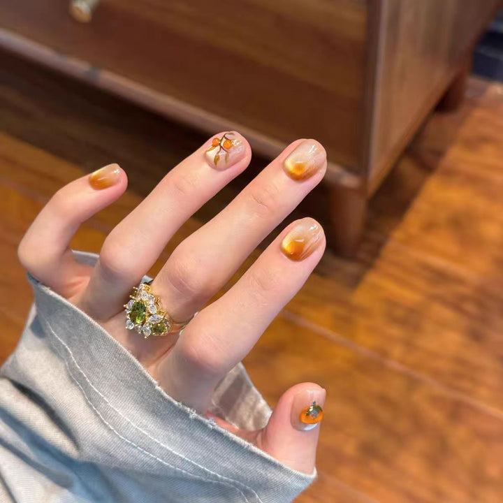 Artistic Floral Press-On Nail Design Bowlift