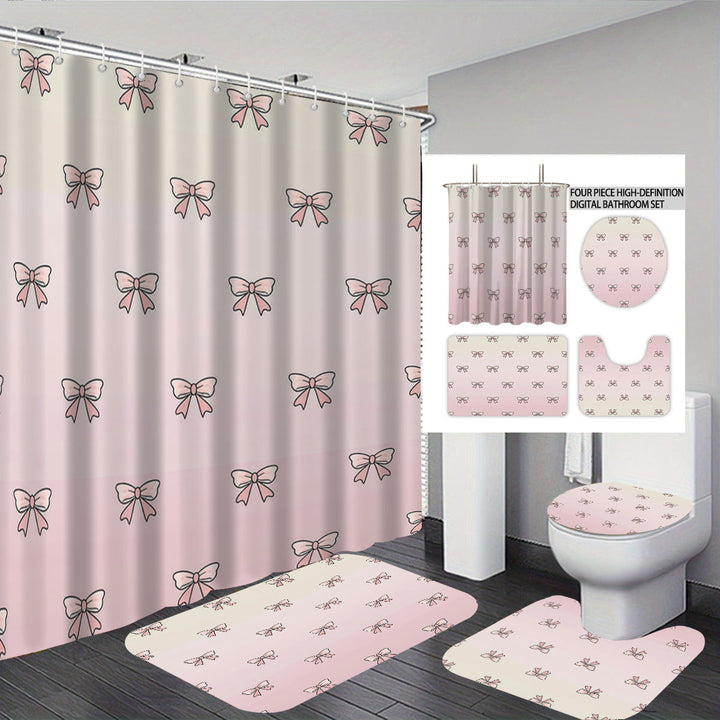 Digital Bow Pattern Bathroom Décor Set Bowlift