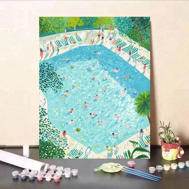 Creative Poolside Scene Paint by Numbers Kit Bowlift