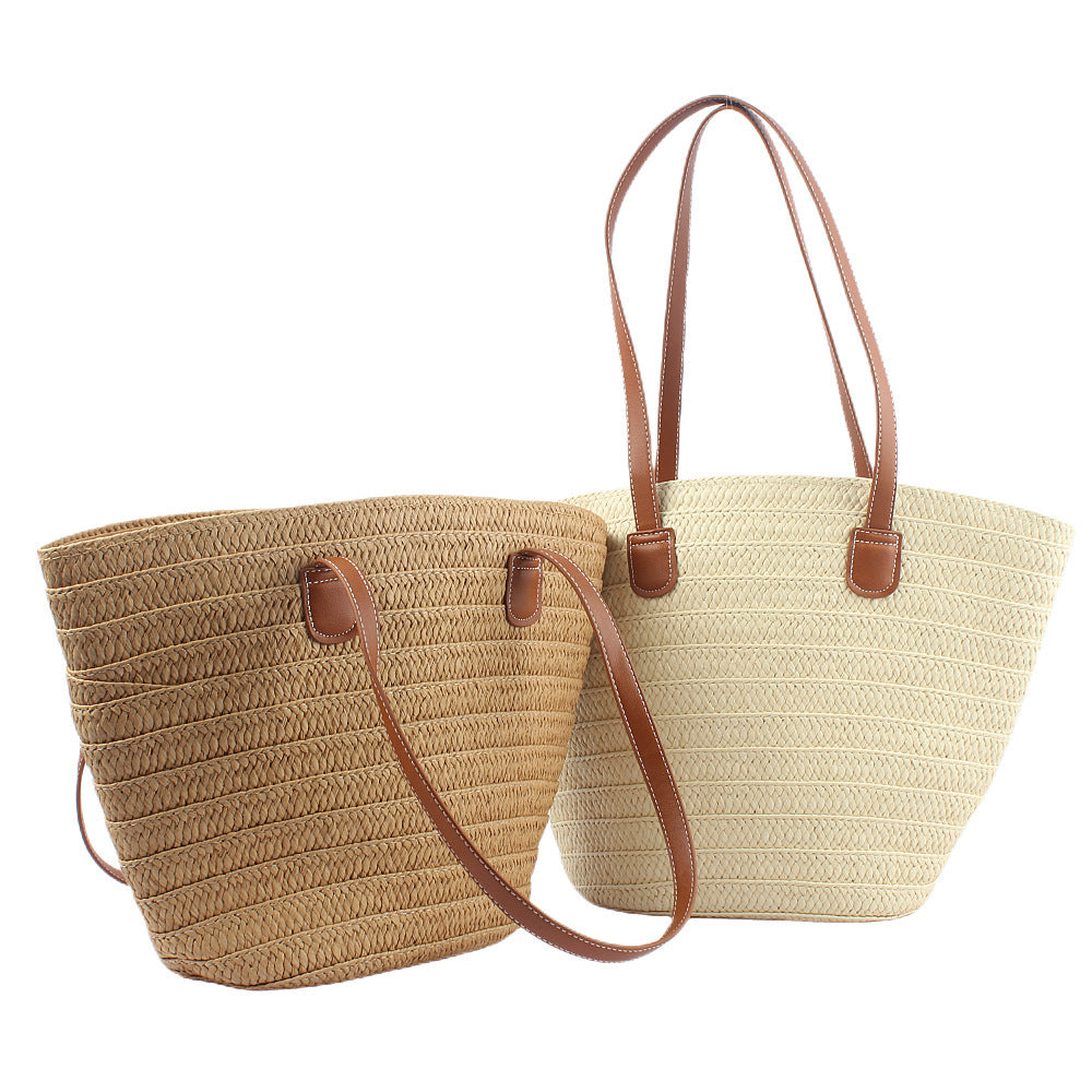 Stylish basket bag with leather handles Bowlift