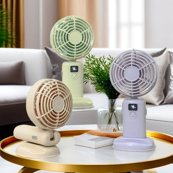 Women's Portable Mini Fan with Digital Display Bowlift