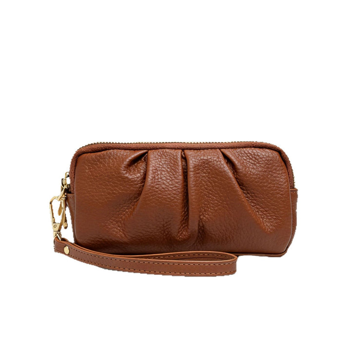 Textured Leather Zip Clutch Wallet Bowlift