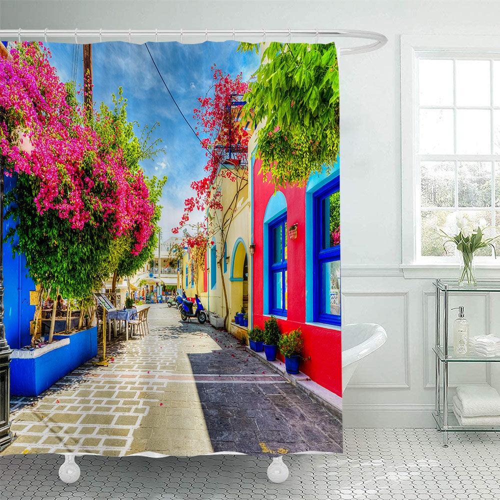Floral Lane-Inspired Shower Curtain Bowlift